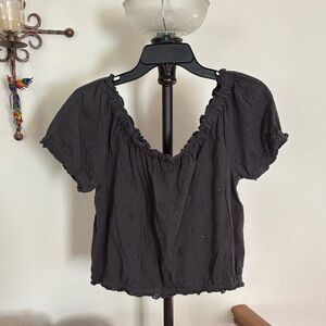 American Eagle Outfitters Charcoal Eyelet crop top